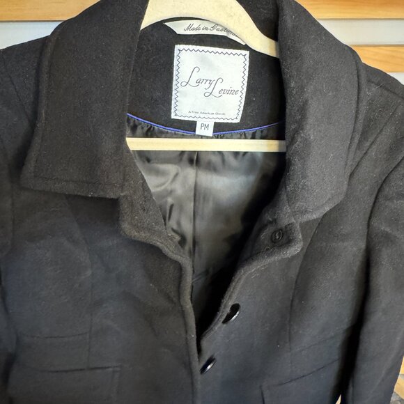 Larry Levine Black Wool Blend Coat PM Petite Medium NWT - Picture 5 of 9